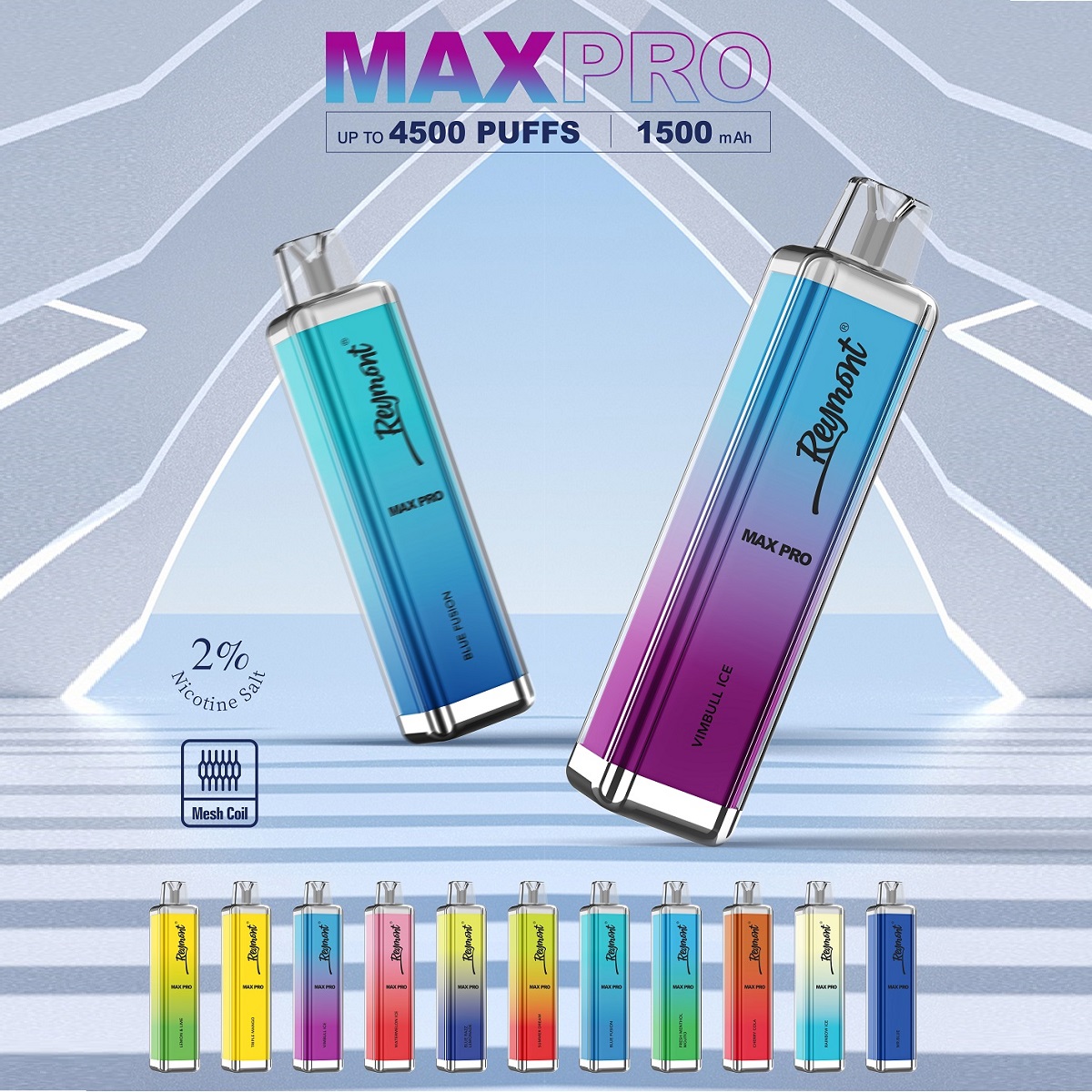 Reymont Max Pro Crystal 4500 Puffs Super Max Pure Taste Mesh Coil 1500mAh Bettery Disposable Vape Pen Electronic Cigarette